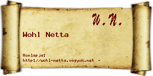 Wohl Netta névjegykártya